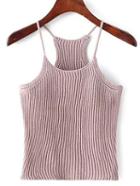 Shein Pink Spaghetti Strap Rib Sweater Cami