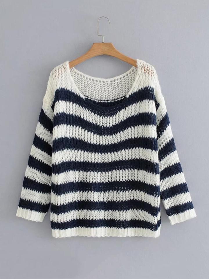 Shein Block Striped Chunky Sweater