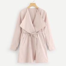 Shein Waterfall Collar Drawstring Waist Coat