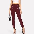 Shein Double Breasted Front Split Skinny Pants