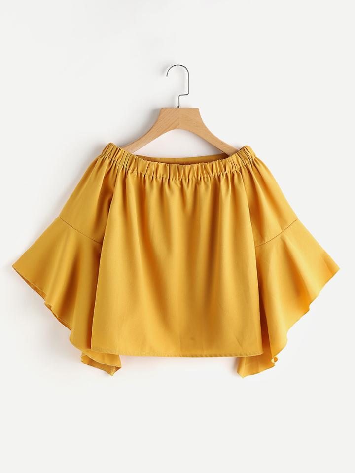Shein Boat Neckline Flute Sleeve Top
