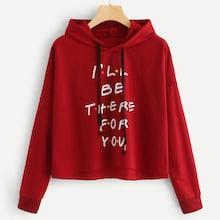 Shein Letter Print Drawstring Detail Sweatshirt