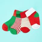 Shein Christmas Baby Striped Socks 4pairs