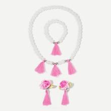 Shein Girls Tassel Decorated Jewelry Set 4pcs