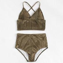 Shein Rib Longline Bikini Set