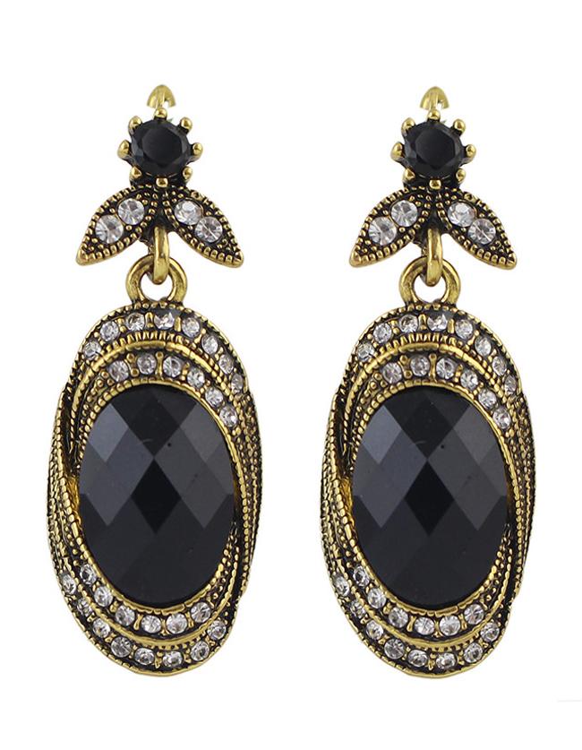 Shein Black Gemstone Stone Earrings