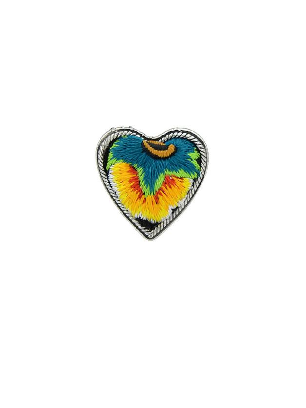 Shein Yellow Handmade Embroidery Flower Pattern Heart Finger Rings