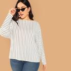 Shein Plus Boat Neck Striped Top