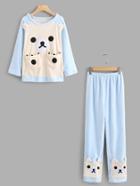 Shein Bear Print Pajama Top And Pants