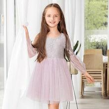 Shein Toddler Girls Contrast Lace Floral Pattern  Dress