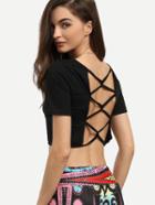Shein Black Crisscross Back Crop T-shirt