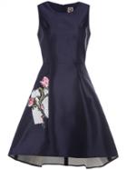 Shein Navy Flower Embroidered High Low Dress
