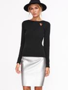 Shein Black Cut Out Ribbed T-shirt