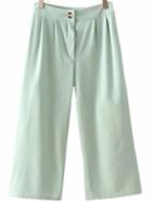 Shein Green Fake Pocket Back Wide Leg Pants