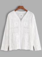 Shein White Flower Embroidered Crochet Lace Coat