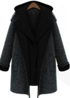 Rosewe Laconic Hooded Collar Long Sleeve Dark Grey Coat