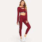 Shein Crop Top With Letter Print Pants