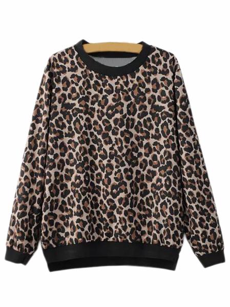 Shein Dip Hem Split Side Leopard Print Blouse