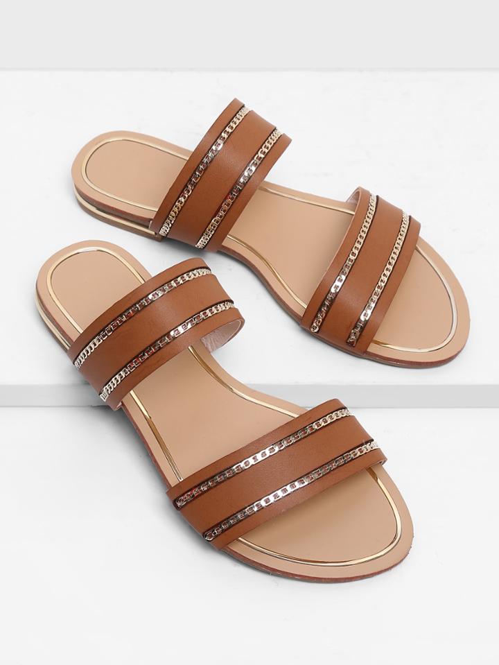 Shein Chain Detail Duo Strap Sandals