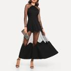 Shein Contrast Mesh Zip Back Sheer Dress