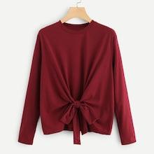 Shein Knot Front Solid Tee