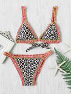 Shein Crochet Trim Leopard Bikini Set