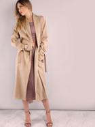 Shein Belted Cuff And Back Duster Coat