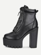 Shein Lace Up Platform Pu Ankle Boots