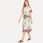 Shein Tropical Print Shorts Sleeve Dress