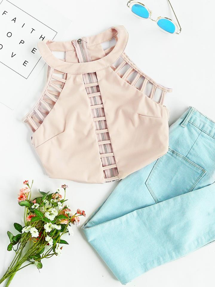 Shein Ladder Cut Out Crop Top