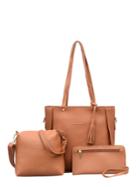 Shein Tassel Detail Textured Pu Bag Set 3pcs
