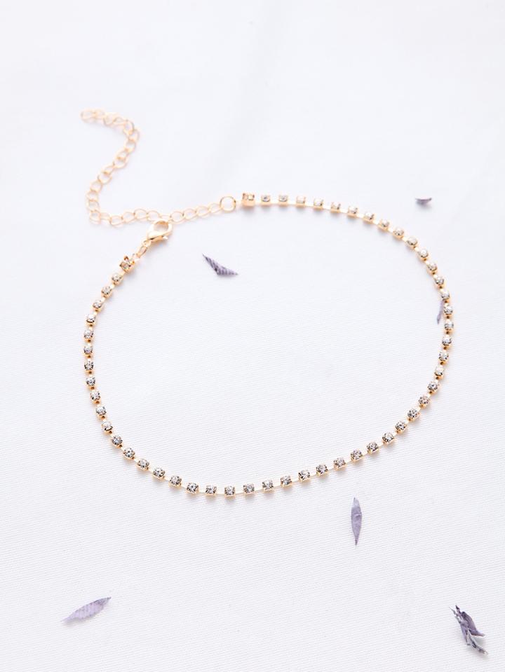 Shein Gold Rhinestone Delicate Choker Necklace