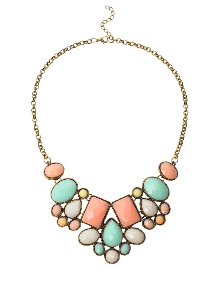 Shein Faux Stone Bib Necklace - Multicolor