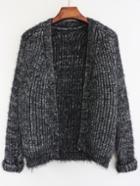 Shein Black Long Sleeve Shaggy Crop Cardigan