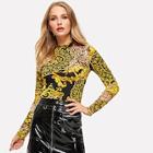 Shein Mock Neck Mixed Print T-shirt