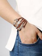 Shein Braided Leather Bracelet With Anchor And Owl