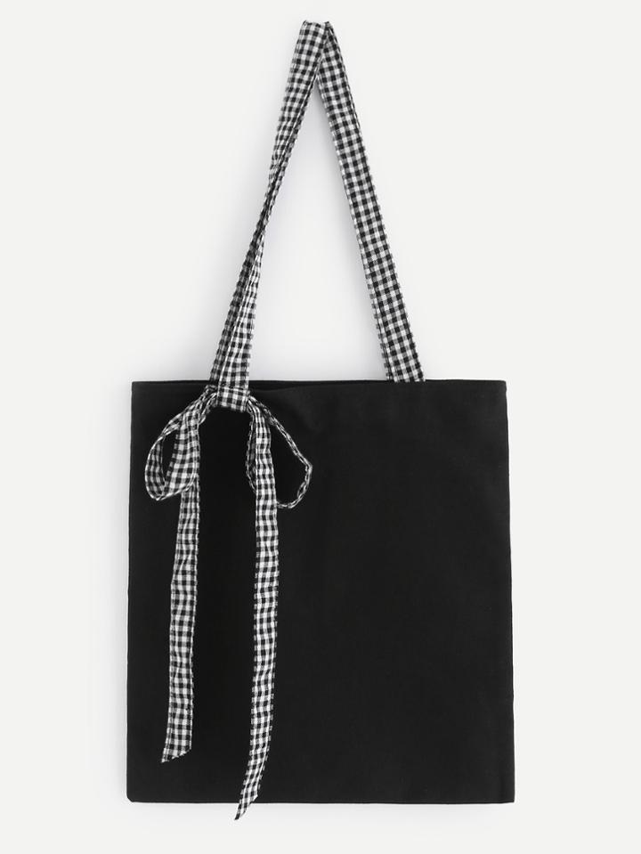Shein Gingham Print Handle Tote Bag