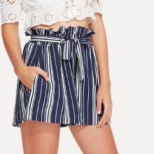 Shein Tie Waist Striped Shorts