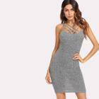 Shein Strappy Front Backless Ribbed Marled Dress