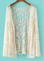 Rosewe Attractive Beige Long Sleeve Lace Cardigans For Lady
