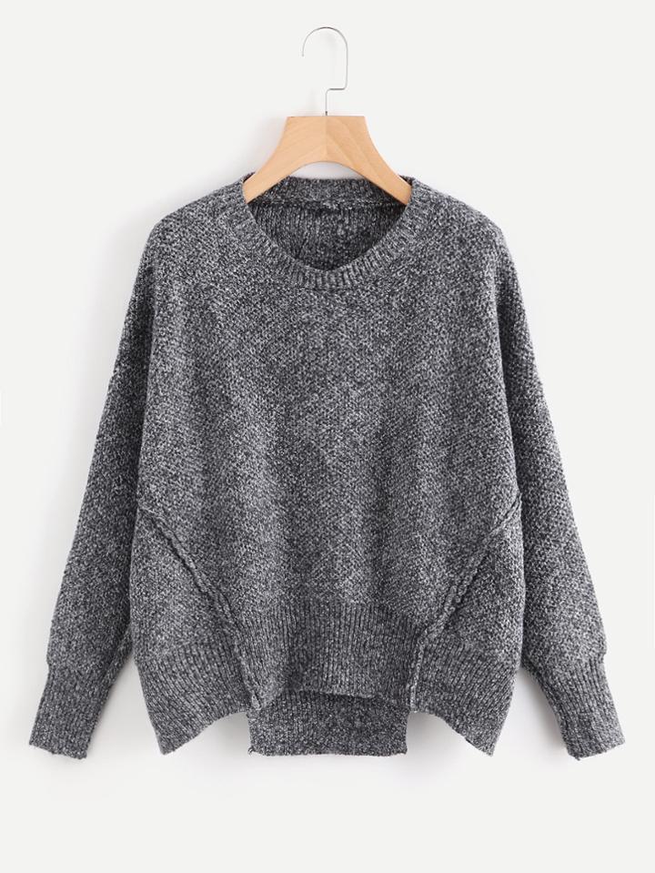 Shein Cut Out Hem Drop Shoulder Sweater