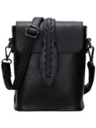 Shein Black Weave Magnetic Flap Over Satchel Bag