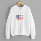 Shein Cut Out Sleeve Printed Hoodie