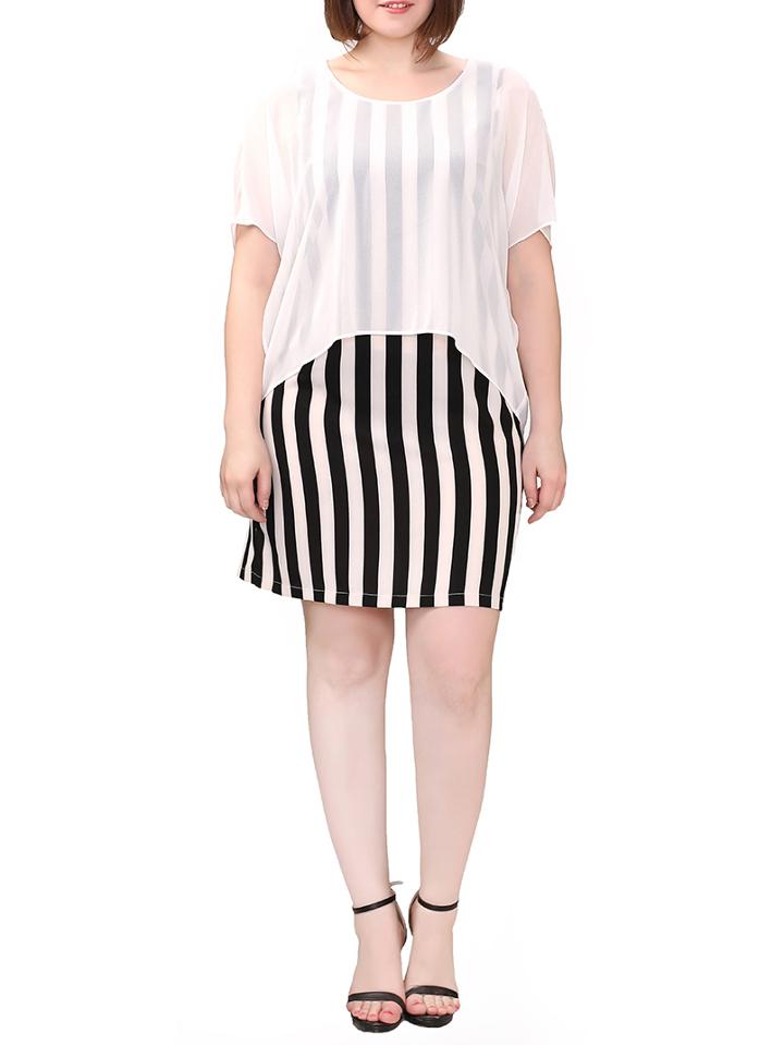 Shein Vertical Striped Plus Combo Dress