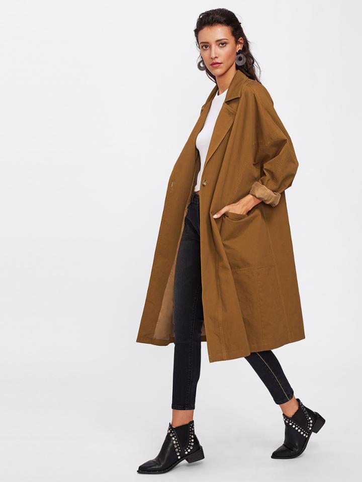 Shein Patch Pocket Detail Solid Coat