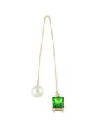 Shein One Piece Imitation Pearl Square Rhinestone Long Chain Earring