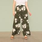Shein Plus Belted Floral Print Pants