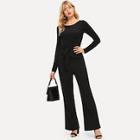 Shein Self Belted Solid Jumpsuit