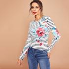 Shein Mixed Print Long Sleeve T-shirt