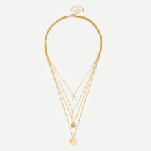 Shein Moon & Round Pendant Layered Chain Necklace
